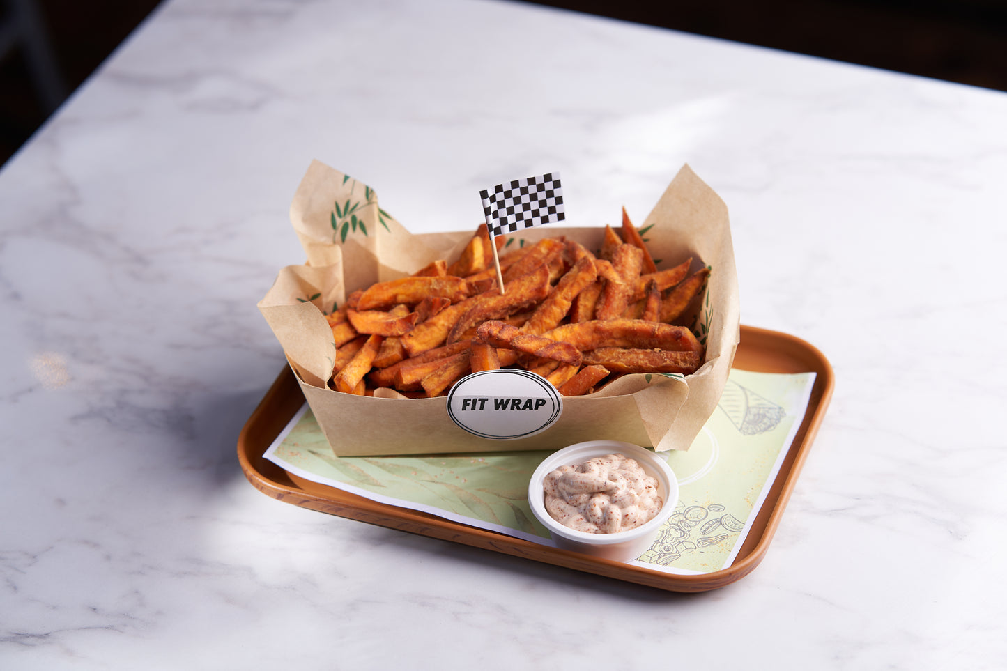 Porción de papas camote fritas